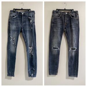 BUNDLE of 2 Zara Dark Grey Distressed Skinny Jeans Size 31